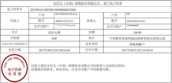 中国教育资助网退还杨婷资助吴涛同学善款